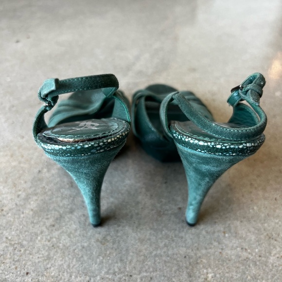 YSL - women's size 36.5 designer heels in dark green. - Picture 5 of 7